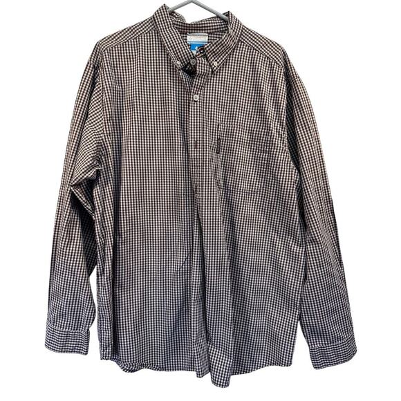 Columbia Other - Columbia Mens LS Button Up Brown Checked Plaid 100% Cotton Crisp Business Cas.